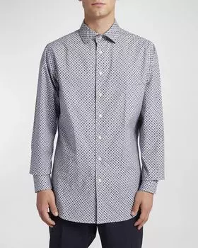Мужская спортивная рубашка с плиточным принтом Etro, цвет Print On White Base