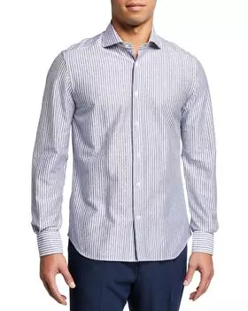 Мужская спортивная рубашка в полоску Corneliani, цвет Blue/White