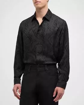 Мужская спортивная рубашка в тон Barocco Versace, цвет Black