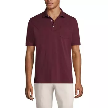 Мужская супермягкая рубашка-поло с карманами Lands End Supima Lands' End, цвет Royal Burgundy