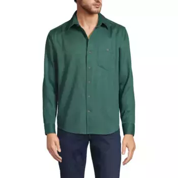 Мужская свободная рубашка из твила Lands' End, цвет washed evergreen