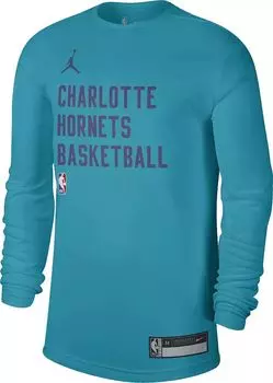 Мужская темно-бирюзовая футболка с длинным рукавом Nike Charlotte Hornets Practice
