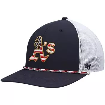 Мужская темно-синяя/белая кепка '47 Oakland Athletics Flag Fill Trucker Snapback