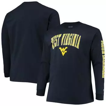 Мужская темно-синяя футболка с длинными рукавами West Virginia Mountaineers Big & Tall 2-Hit Champion