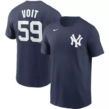 Мужская темно-синяя футболка с именем и номером New York Yankees Nike