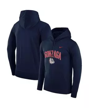 Мужская темно-синяя толстовка с капюшоном gonzaga bulldogs arch over logo Nike, синий