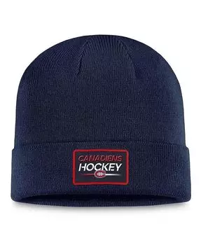 Мужская темно-синяя вязаная шапка Montreal Canadiens Authentic Pro с манжетами Fanatics, синий