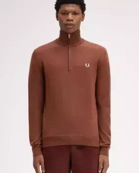 Мужская толстовка без капюшона на полумолнии Fred Perry, коричневый