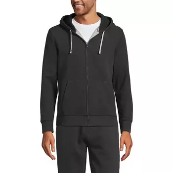 Мужская толстовка на молнии с длинными рукавами Lands' End Serious Sweats, цвет Dark Charcoal Heather