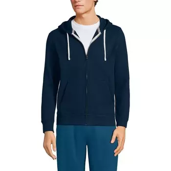 Мужская толстовка на молнии с длинными рукавами Lands' End Serious Sweats, цвет Radiant Navy