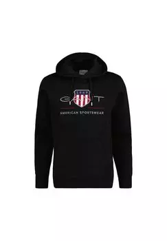 Мужская толстовка - REGULAR ARCHIVE SHIELD HOODIE, толстовка с капюшоном, логотип GANT, черный