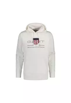 Мужская толстовка - REGULAR ARCHIVE SHIELD HOODIE, толстовка с капюшоном, логотип GANT, экрю