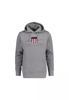 Мужская толстовка - REGULAR ARCHIVE SHIELD HOODIE, толстовка с капюшоном, логотип GANT, серый