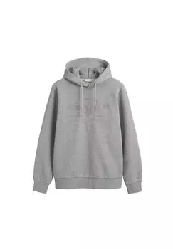 Мужская толстовка - REGULAR TONAL SHIELD HOODIE, толстовка с капюшоном, логотип GANT, серый