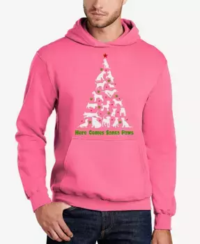 Мужская толстовка с капюшоном Here Comes Santa Paws и принтом LA Pop Art, розовый