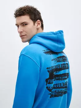 Мужская толстовка с капюшоном и принтом CALMERA MODA, синий