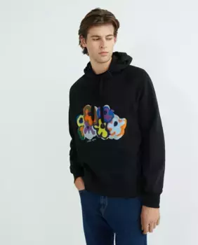 Мужская толстовка с капюшоном и рисунком Paul Smith, черный