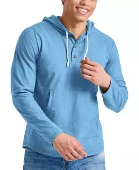 Мужская толстовка с капюшоном Originals Tri-Blend Henley Hanes, цвет Blue
