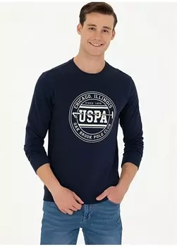 Мужская толстовка темно-синего цвета с круглым вырезом U.S. Polo Assn.