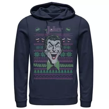 Мужская вязаная толстовка с капюшоном Batman Joker Head Shot DC Comics, синий