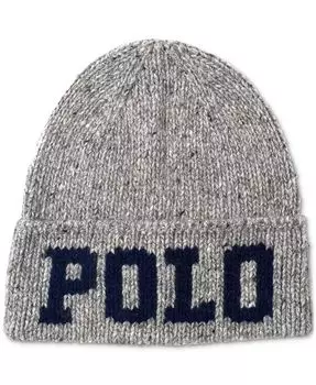 Мужская вязаная твидовая шапка-поло Polo Ralph Lauren, серый
