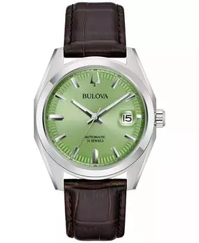 Мужские автоматические часы Surveyor с коричневым кожаным ремешком, 39 мм Bulova, коричневый