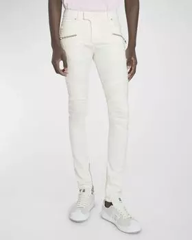 Мужские байкерские джинсы скинни Balmain, цвет White
