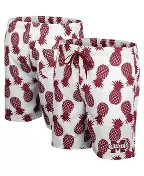 Мужские белые плавательные шорты maroon mississippi state bulldogs pineapple Colosseum, мульти
