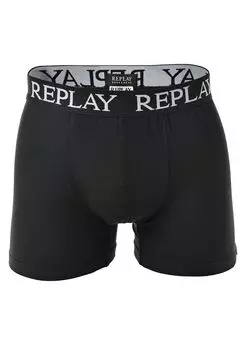 Мужские боксеры, 3 шт., хлопок, логотип, однотонные REPLAY, цвет Schwarz Grau