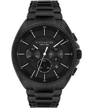 Мужские часы COACH Jackson с кварцевым хронографом, черные тона, браслет из нержавеющей стали, 44 мм, черный