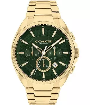 Мужские часы COACH Jackson с кварцевым хронографом и золотым тоном, 44 мм, браслет из нержавеющей стали, золотой