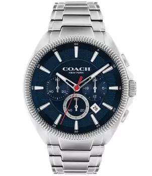 Мужские часы COACH Jackson с кварцевым хронографом, браслет из нержавеющей стали, 45 мм, серебро