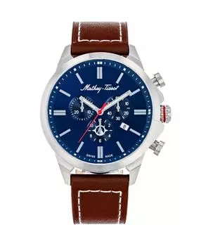Мужские часы Field Scout Collection с хронографом, коричневый ремешок из натуральной кожи, 45 мм Mathey-Tissot