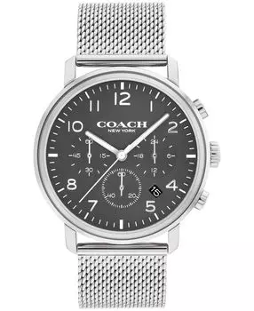 Мужские часы harrison с сетчатым браслетом из нержавеющей стали 42 мм COACH, серебряный