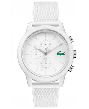 Мужские часы с хронографом L.12.12, белый силиконовый ремешок, 44 мм Lacoste