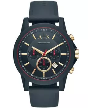 Мужские часы с хронографом, синий силиконовый ремешок, 47 мм Armani Exchange