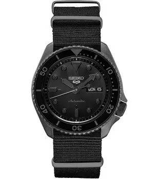 Мужские часы Seiko 5 Sports автоматические с черным нейлоновым ремешком Seiko, черный