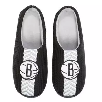 Мужские черные шлепанцы из пены с эффектом памяти FOCO Brooklyn Nets Team Stripe