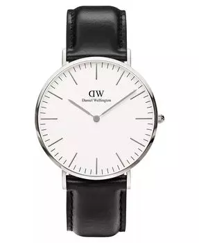 Мужские классические черные кожаные часы Sheffield 40 мм Daniel Wellington, черный