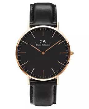 Мужские классические черные кожаные часы Sheffield 40 мм Daniel Wellington, черный