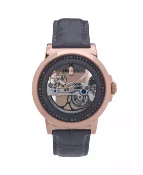 Мужские кожаные часы Xander – розовое золото/серый, 45 мм Heritor Automatic, серый