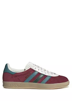 Мужские кожаные кроссовки gazelle indoor бордово-красные Adidas