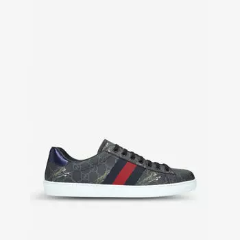 Мужские кожаные кроссовки New Ace Bee Gucci, черный
