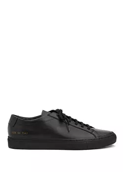 Мужские кожаные кроссовки с черным логотипом Common Projects