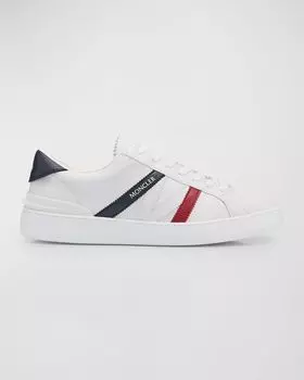 Мужские кожаные низкие кеды Monaco M Moncler, цвет White