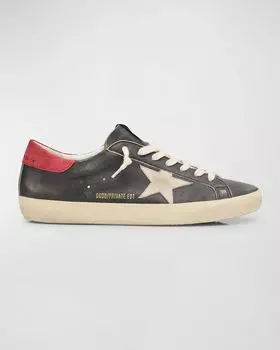 Мужские кожаные низкие кеды Superstar Golden Goose, цвет Black/Red
