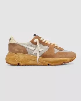 Мужские кроссовки из замши и сетки для бега на подошве Golden Goose, цвет White/Silver