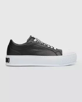 Мужские низкие кеды с шипами и полосками Moschino, цвет Black