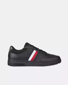 Мужские низкие кожаные кроссовки в форме корзины Tommy Hilfiger, черный