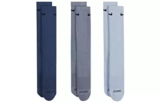 Мужские носки Nike до середины икры, цвет 1 set of 3 double (blue/light blue/gray)